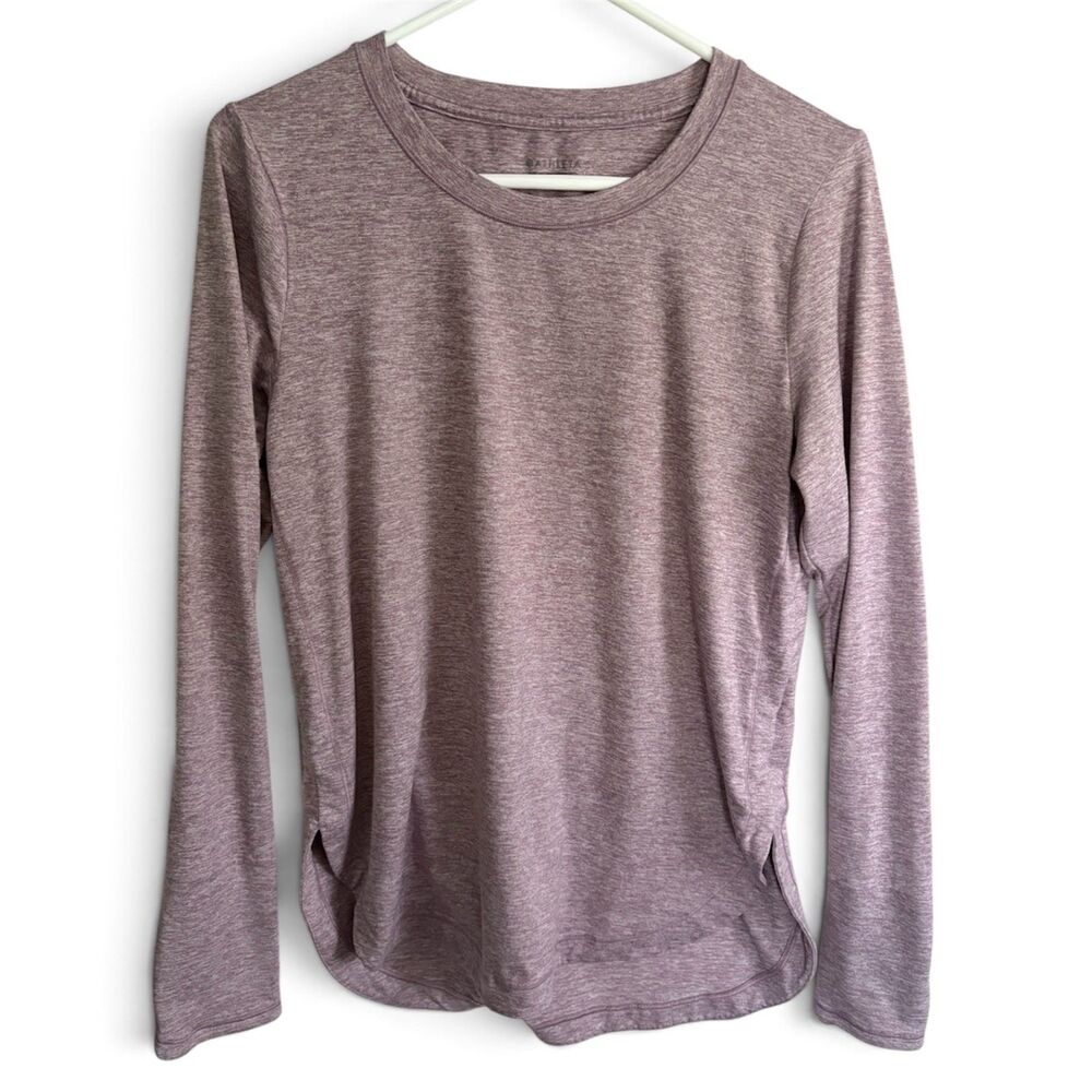 Athleta Uptempo Long Sleeve Top Mauve Heathered Purple Medium Thumbholes